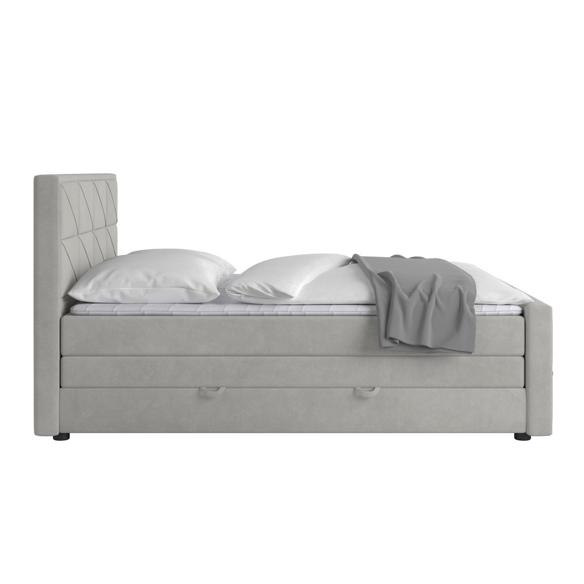 Boxspringbett mit Bettkasten Helsinki 180x200 cm Hellgrau - Hellgrau/Schwarz, MODERN, Karton/Holzwerkstoff (180/200cm) - MID.YOU