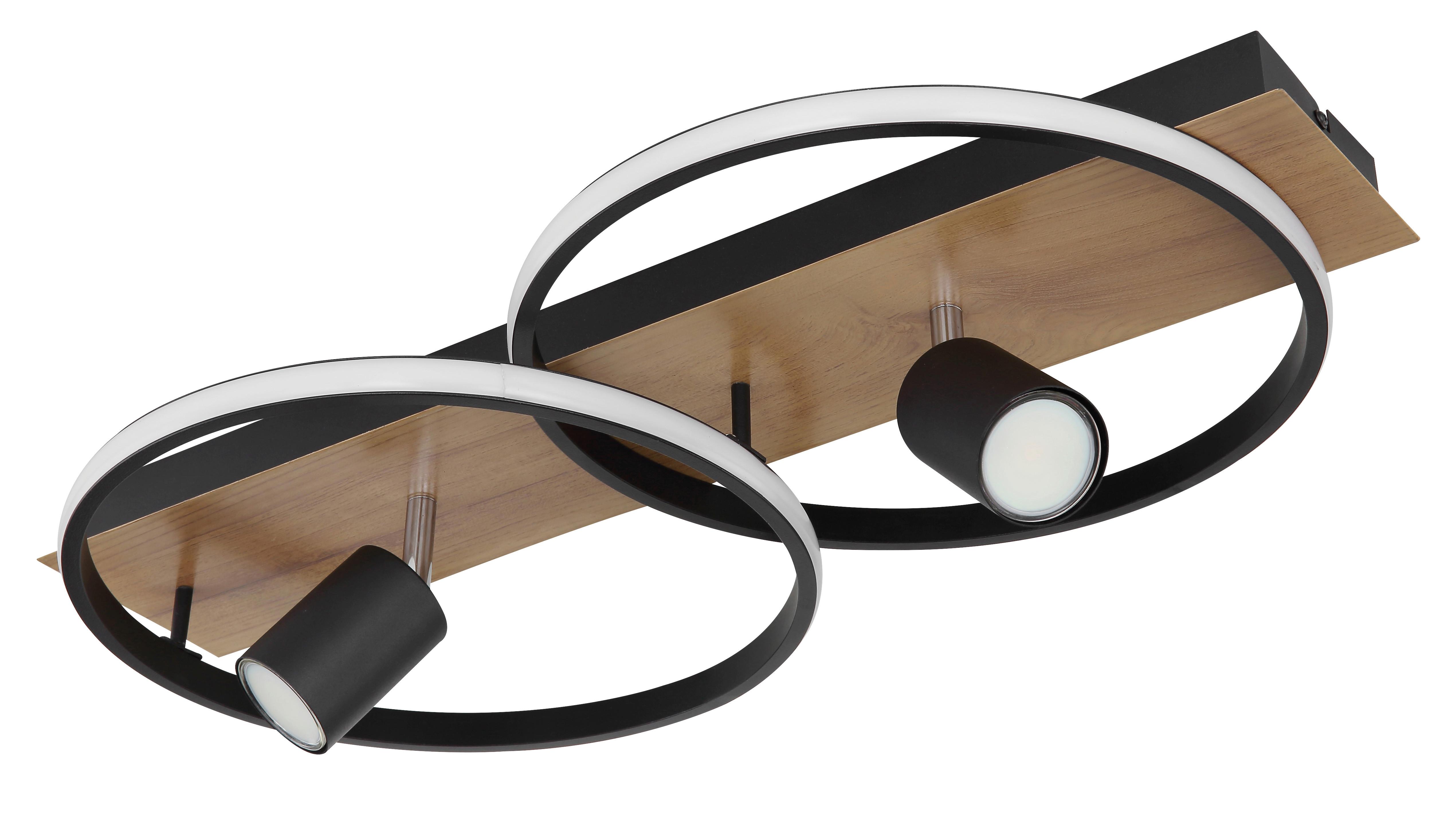 LED-Deckenleuchte 67309-36 - Dunkelbraun/Opal, Design, Holz/Kunststoff (62/32/16,5cm) - Globo