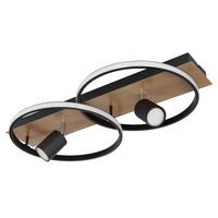 Led Mennyezeti Lámpa 67309-36 - sötétbarna/fekete, Design, műanyag/fa (62/32/16,5cm) - Globo