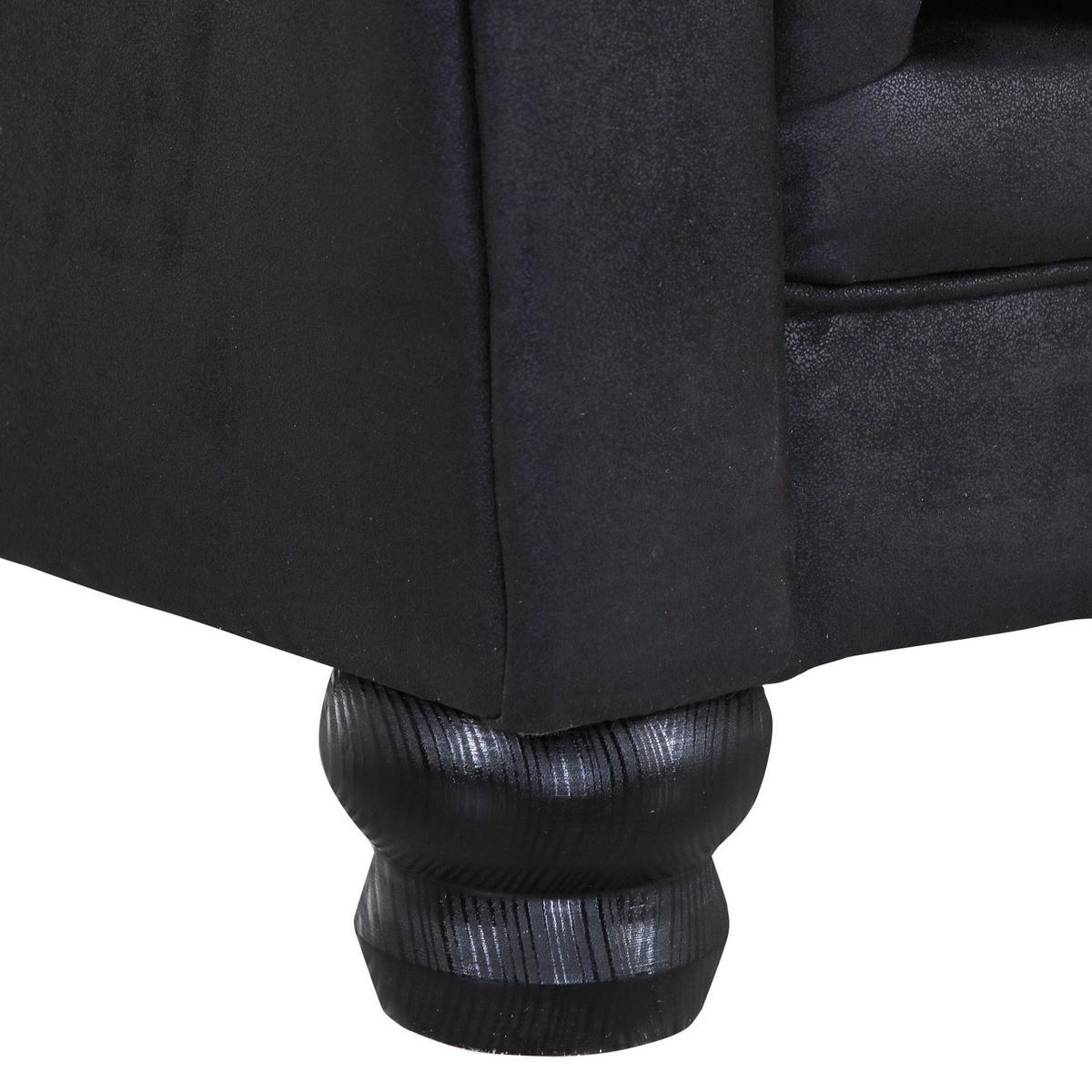 Chesterfield-Sofa Slopes Dunkelgrau 3-Sitzer - Dunkelgrau/Dunkelbraun, KONVENTIONELL, Textil (203/79/93cm) - Livetastic