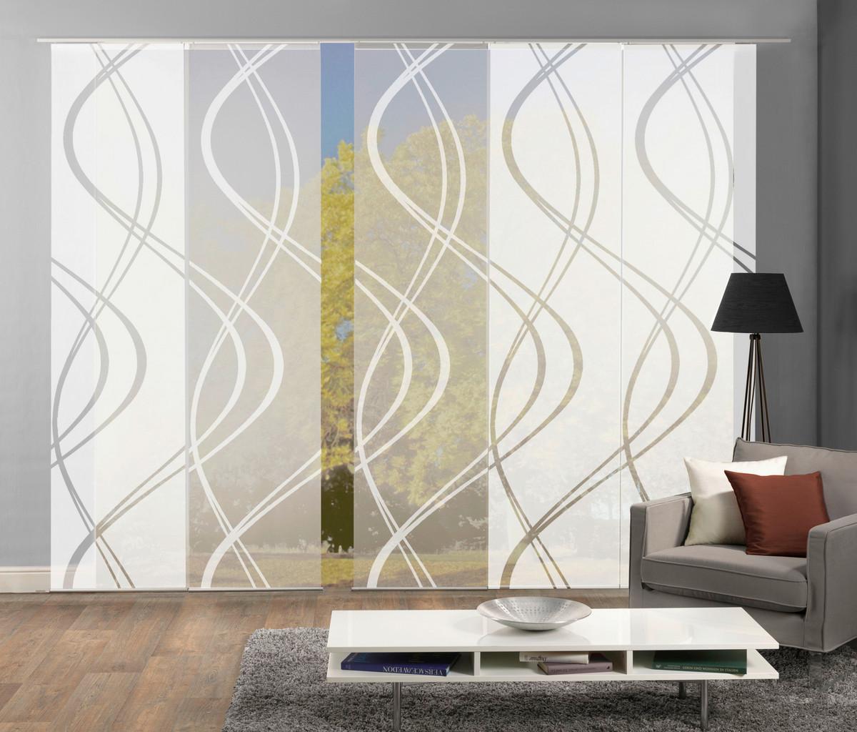 Flächenvorhang 5--Teilig. Tiberio B: 60 cm, Weiß halbtransparent - Weiß, MODERN, Textil (60/245cm)