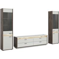 Wohnwand Hellgrau Nb, Nox Oak Dekor - Hellgrau, Design, Glas/Holzwerkstoff (319/198/43cm) - MID.YOU
