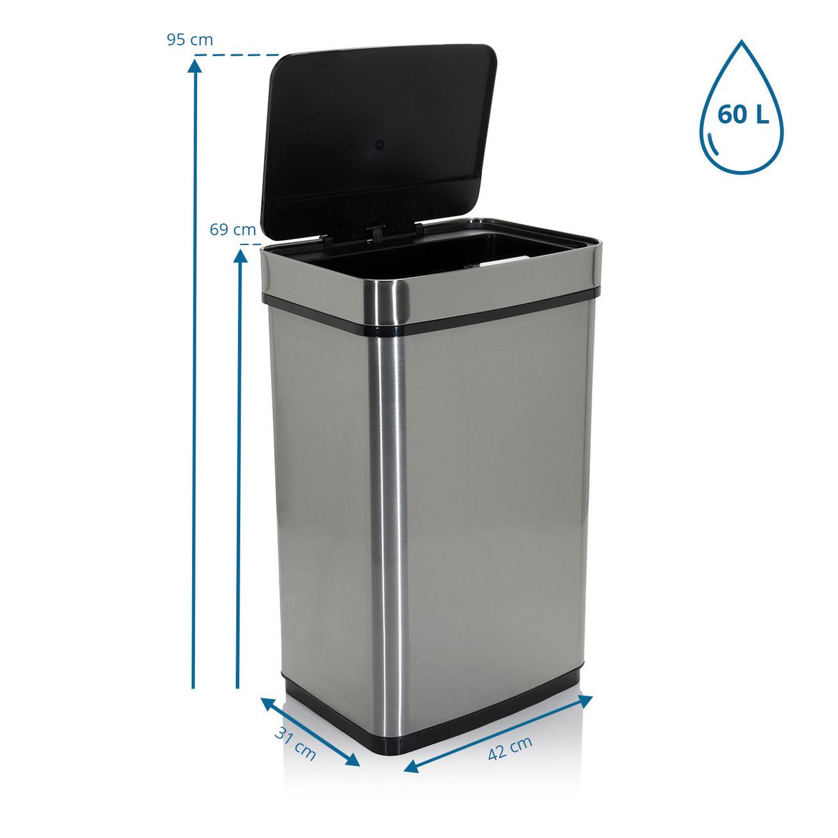 Abfallsammler Clean Iv Silberfarben - Silberfarben, MODERN, Metall (42/69/31cm) - MID.YOU