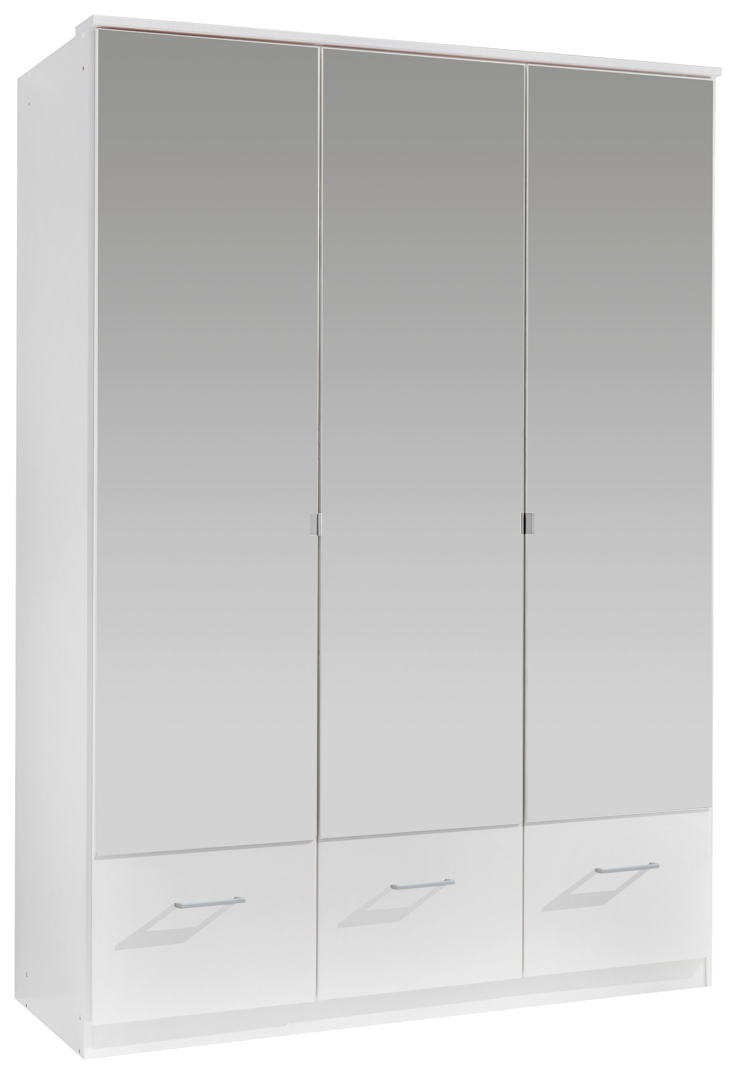 Drehtürenschrank Mit Spiegel 135cm Imago, Weiß Dekor - Weiß, KONVENTIONELL, Glas/Holzwerkstoff (135/199,5/58cm) - MID.YOU