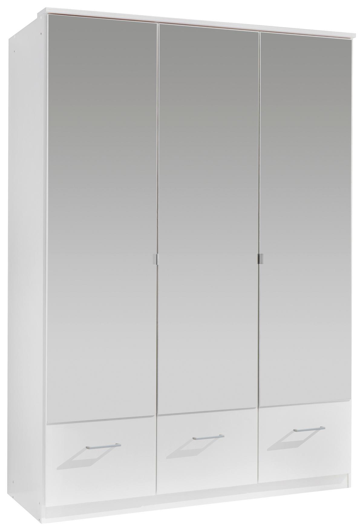 Drehtürenschrank Mit Spiegel 135cm Imago, Weiß Dekor - Weiß, KONVENTIONELL, Glas/Holzwerkstoff (135/199/58cm) - MID.YOU