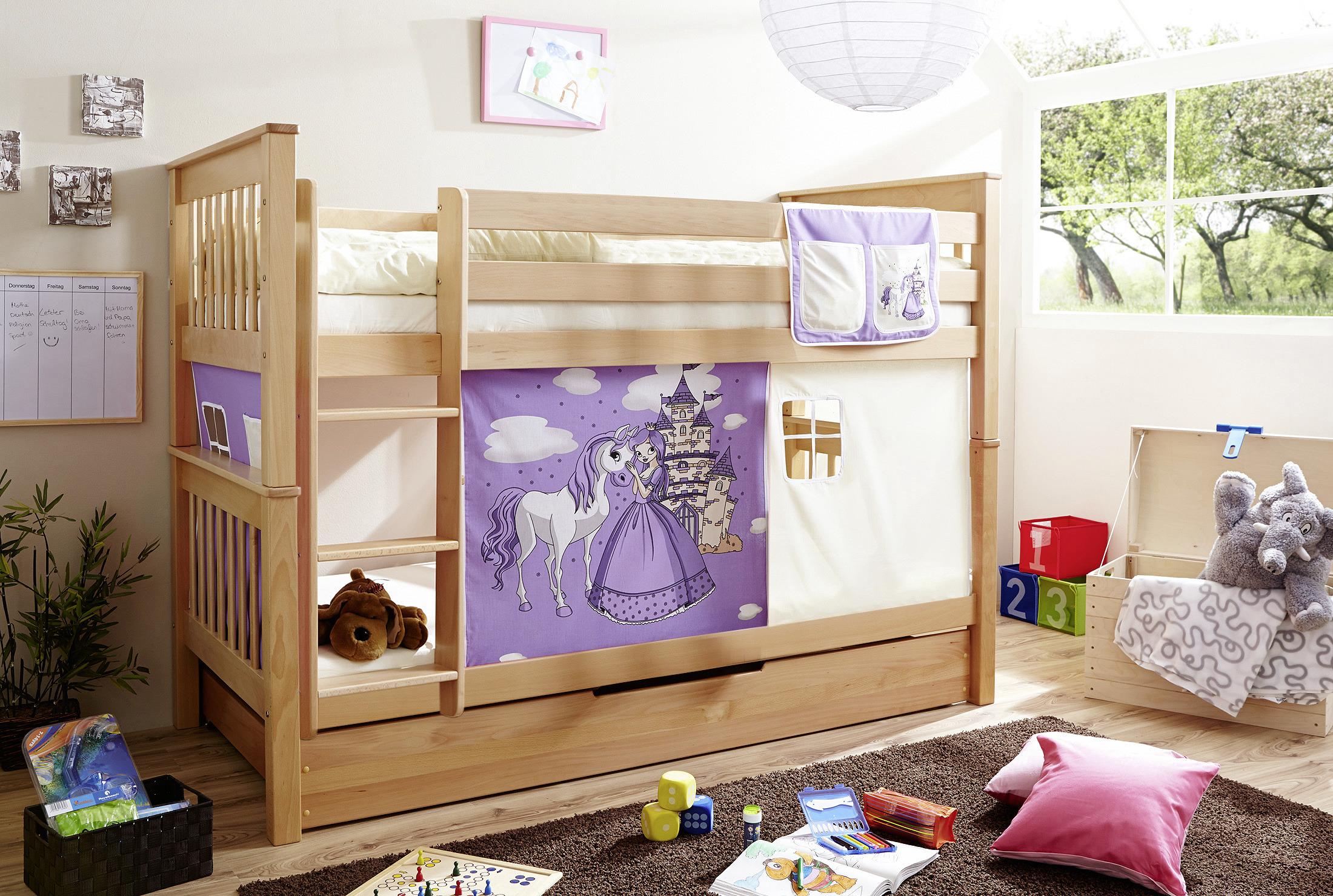 Patrová Postel Koník Fialový Sammy 90x200 Cm Přírodní - bílá/barvy buku, Moderní, dřevo (90/200cm) - MID.YOU