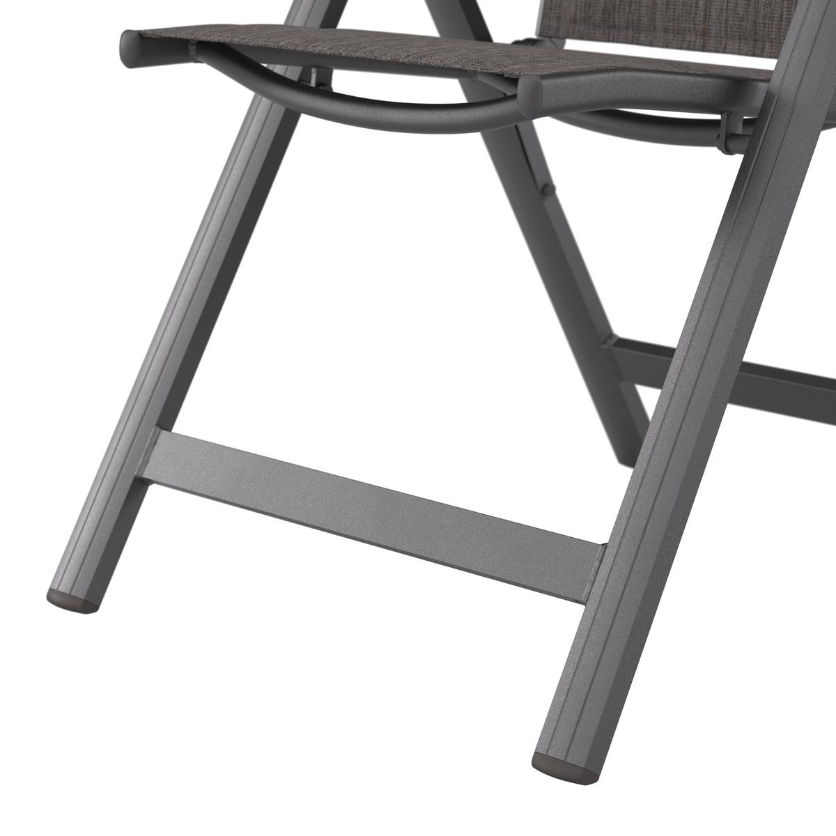 Gartensessel Klappbar Verena Aluminium, Textil - Dunkelgrau, MODERN, Textil/Metall (57/108/70cm) - Beldano