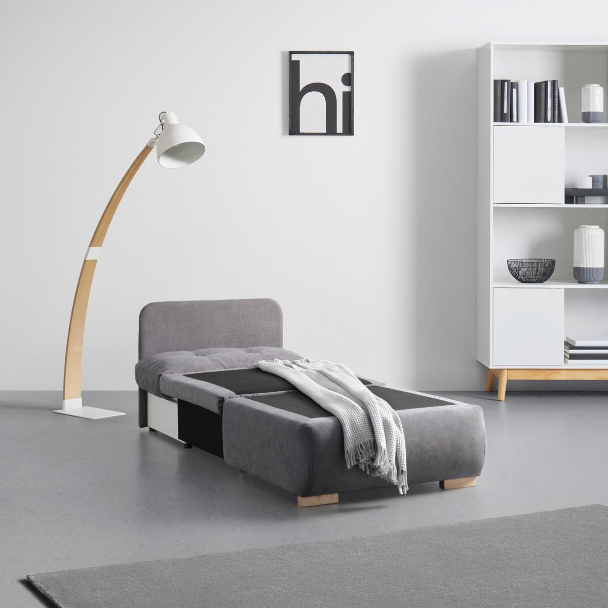 Rozkladacie kreslo MODENA s úložným priestorom a lôžkom - čierna/sivá, textil/plast (89/88/90cm) - Based