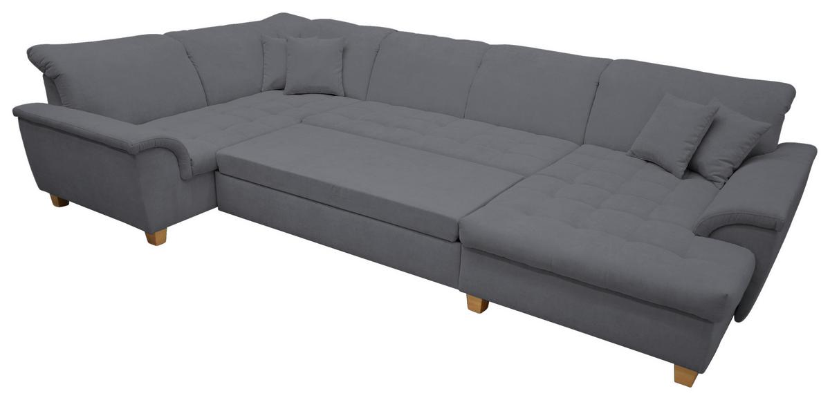 Wohnlandschaft Franzi Mit Schlaffunktion Dunkelgrau - Eichefarben/Dunkelgrau, KONVENTIONELL, Textil (214/352/170cm) - MID.YOU