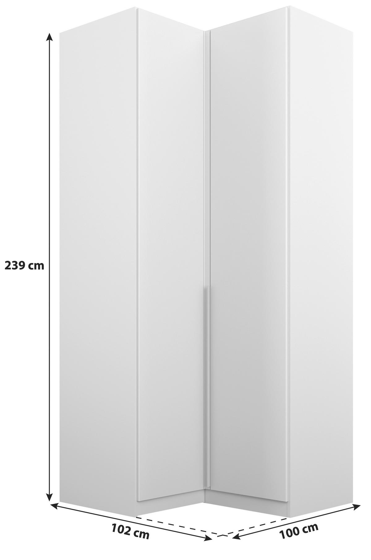 Eckschrank B: 100 cm Alabama, Weiß - Hellgrau/Weiß, MODERN, Holzwerkstoff (100/229/102cm) - Rauch Möbel