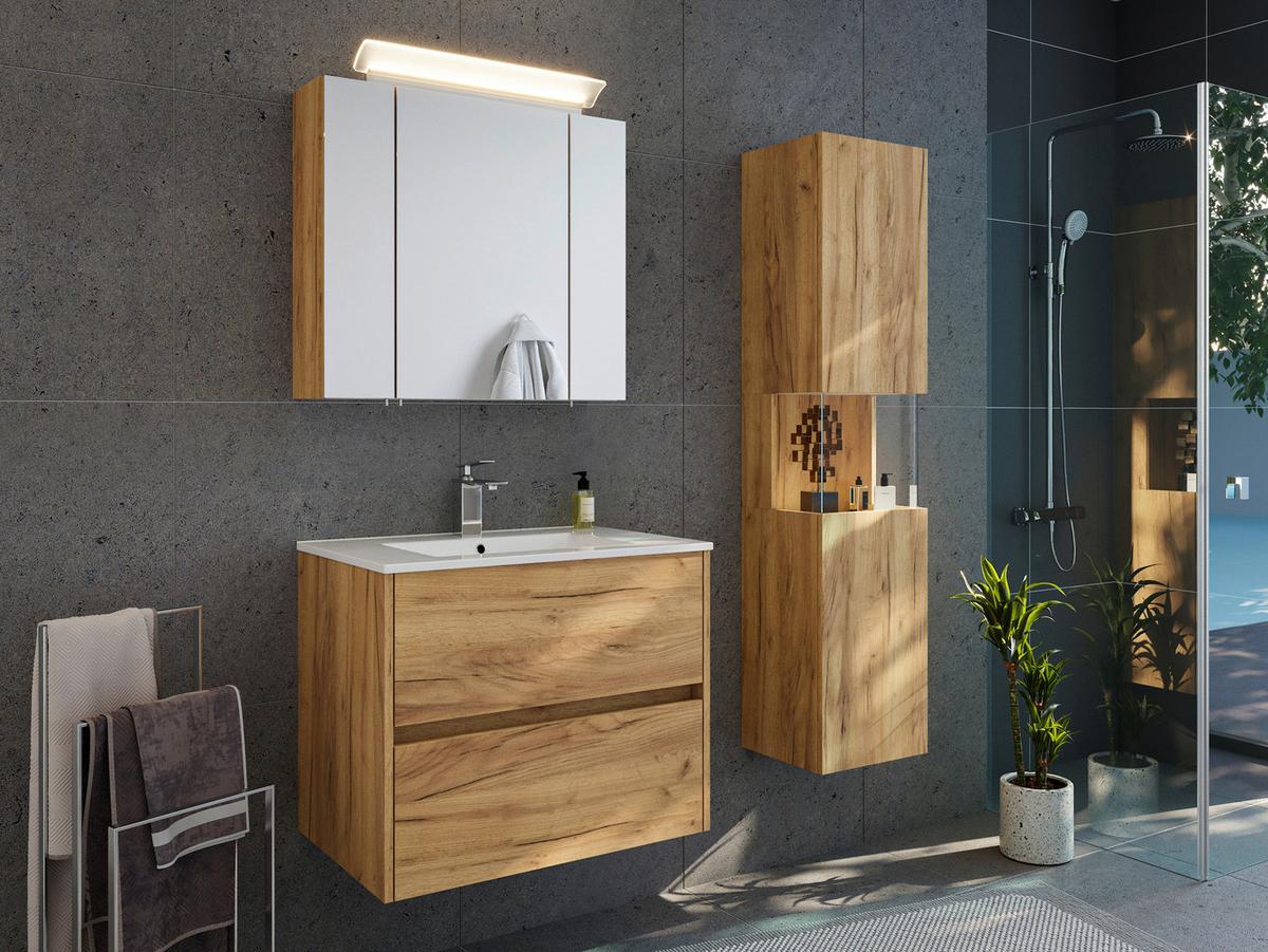 Spiegelschrank Eiche Dekor B: 70 cm - Eichefarben, MODERN, Glas/Holzwerkstoff (70/62/17cm) - MID.YOU