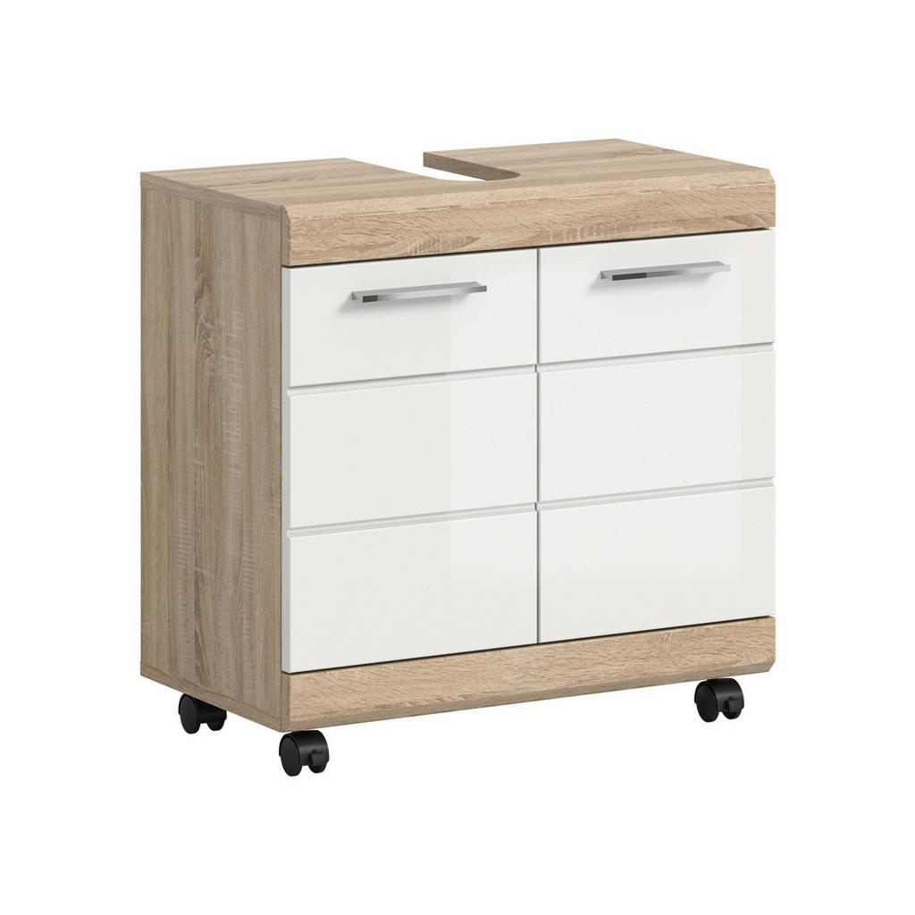WASCHBECKENUNTERSCHRANK Eiche Dekor/Weiß B: 60cm