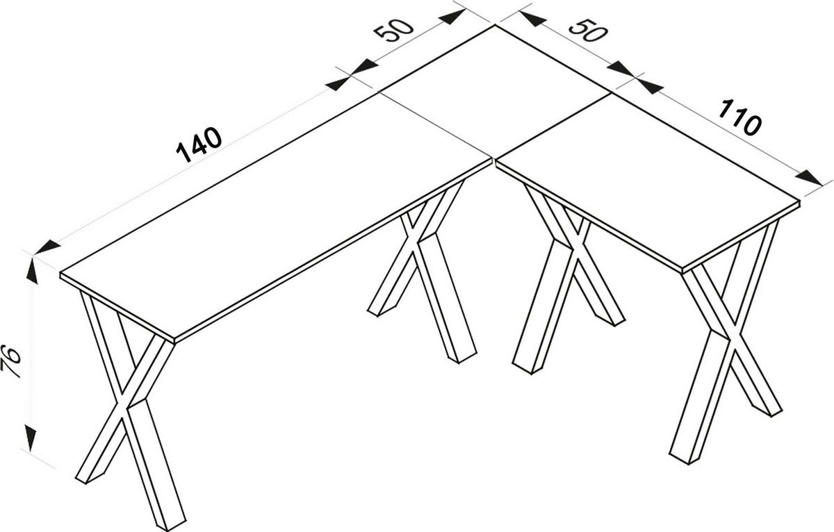 Eckschreibtisch Lona Anthrazit/Silberfarbe L: 190cm - Anthrazit/Silberfarben, Design, Holzwerkstoff/Metall (190/160/76cm) - MID.YOU
