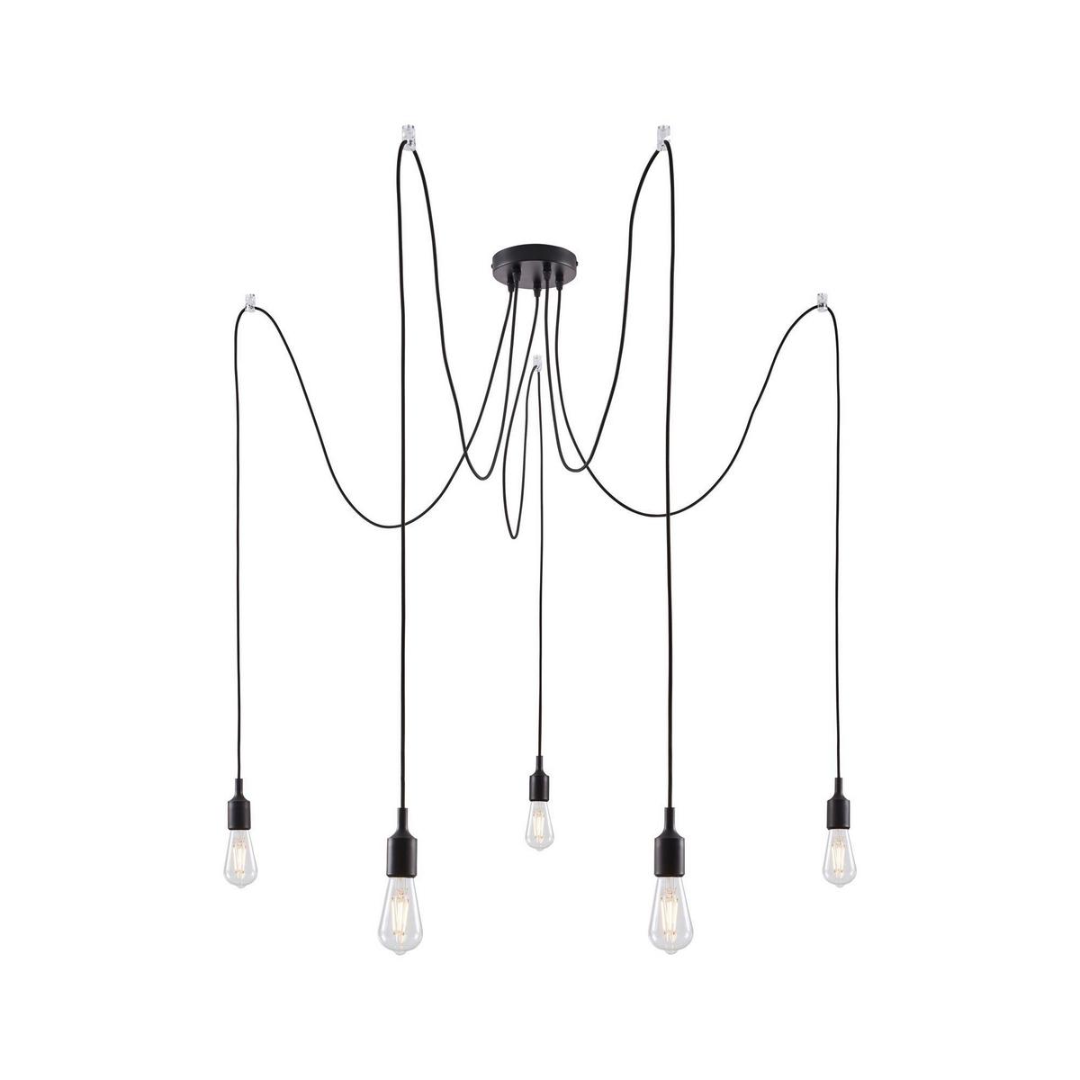 Hängeleuchte H: ca. 200 cm 5-Flammig - Schwarz, Basics, Metall (15,0/200,0cm) - Paulmann