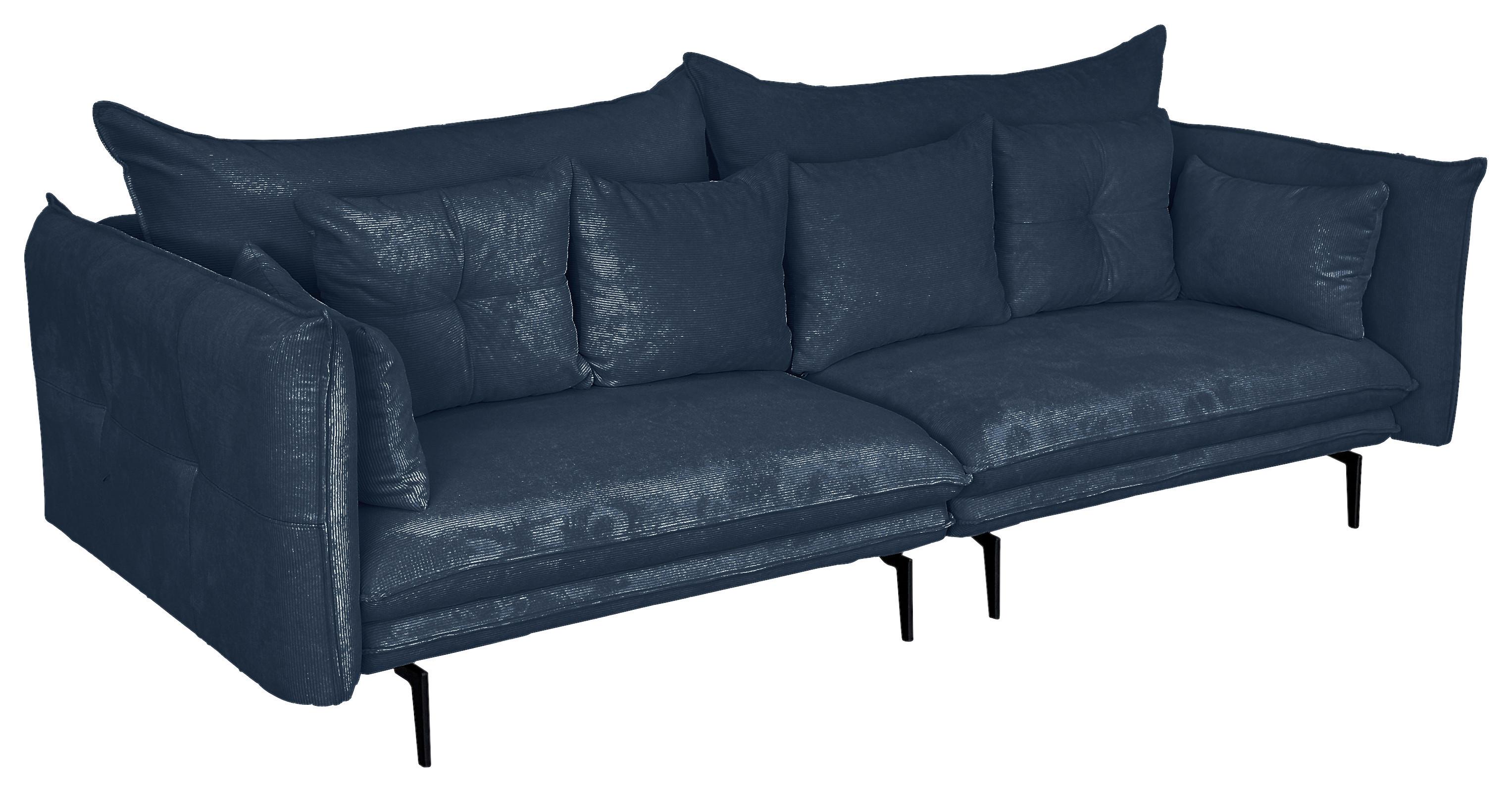 2-sitzer-sofa Sing Blau Cord B: 262 Cm - Blau/Schwarz, Design, Textil (262/91/115cm) - MID.YOU