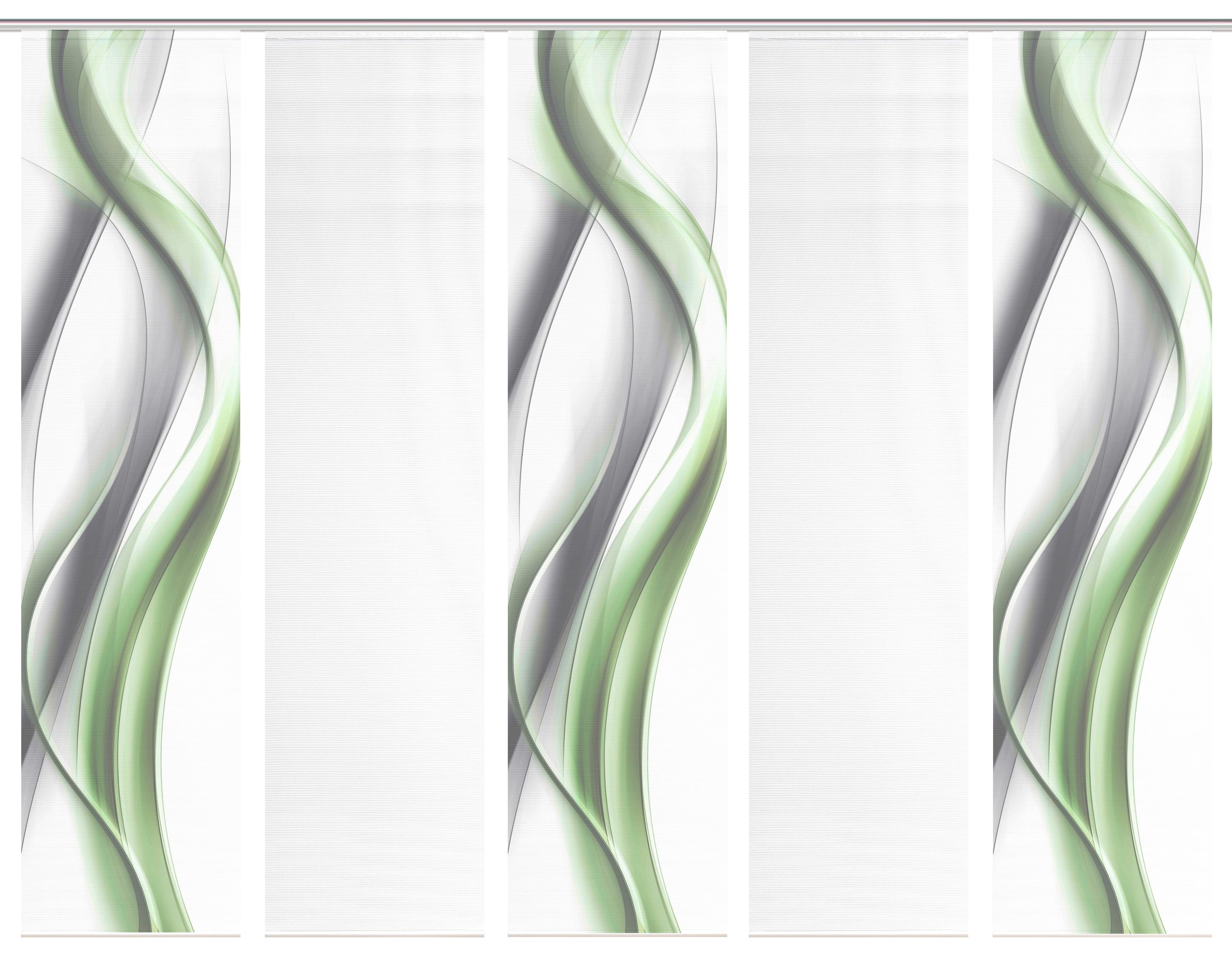 Flächenvorhang Cara 5er Set - Weiß/Grau, Design, Textil (60/260cm)