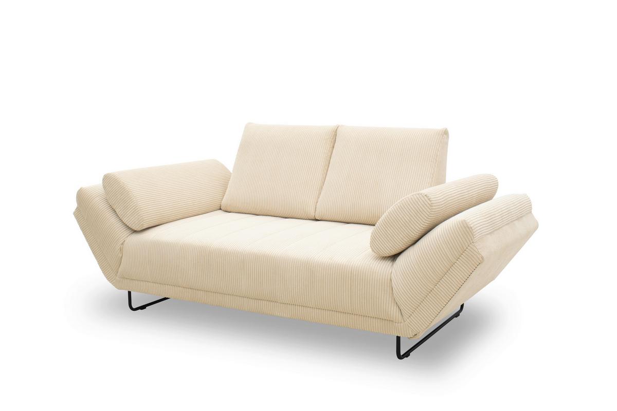 Schlafsofa Creme B: 210 Cm - Creme/Schwarz, Design, Textil (210/95/97cm) - MID.YOU