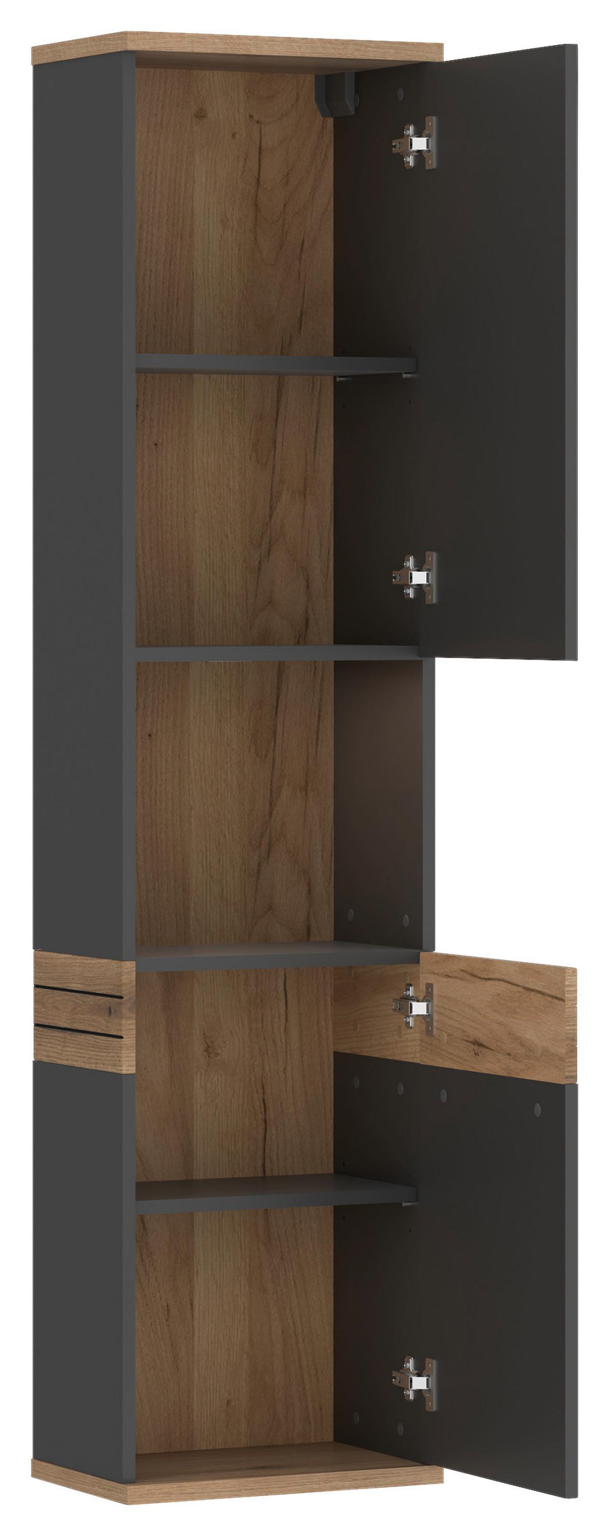Hochschrank Cotia Cotls 2 - Eichefarben/Anthrazit, MODERN, Holzwerkstoff (40/170/30cm) - James Wood