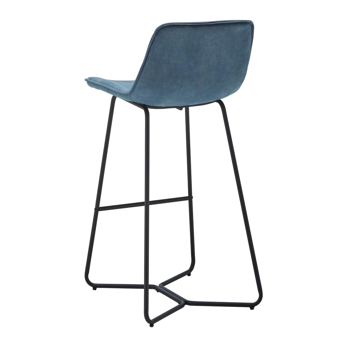 Barová židle ze sametu Nery modrá - modrá/černá, Moderní, kov/dřevo (48/103,2/57cm) - P & B