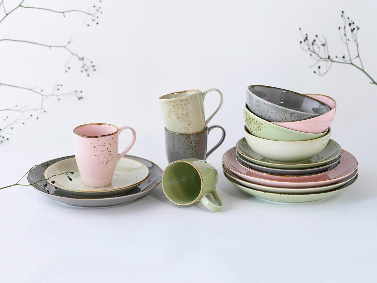 Kombiservice Keramik 4 Personen Geschirr Set - Blau/Multicolor, Trend, Keramik (34/31,5/33cm) - Creatable