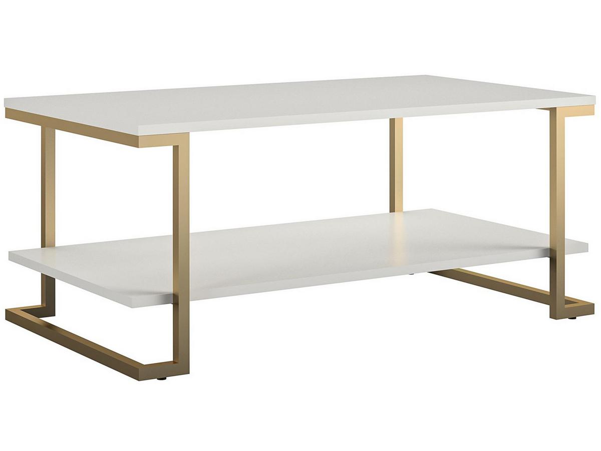 Couchtisch Camila Mit Ablagefach Weiß - Bronzefarben/Weiß, Design, Holzwerkstoff/Metall (106/46/60cm) - MID.YOU