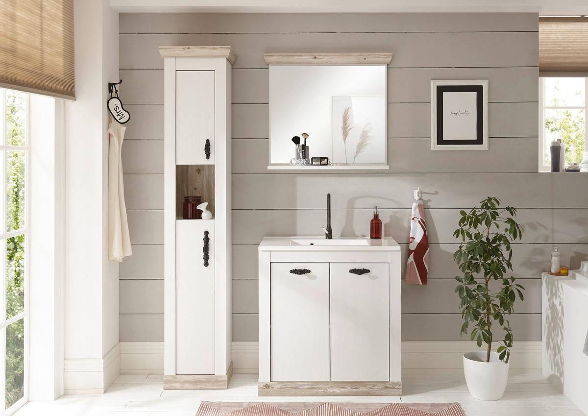 Badezimmer Florenz Pinienfarben B: 143xm - Weiß/Pinienfarben, Design, Holzwerkstoff (143/200/46cm) - MID.YOU