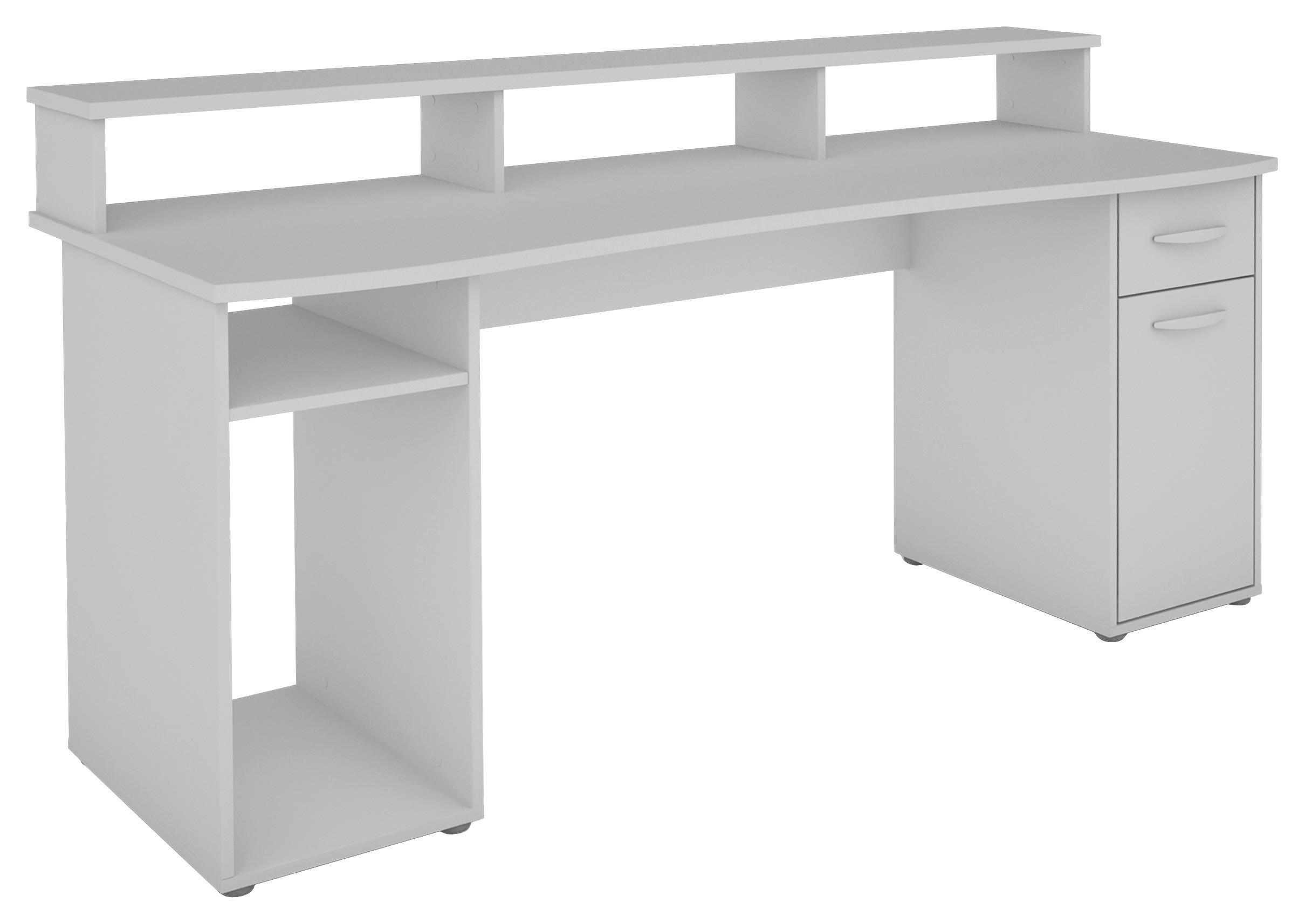 Schreibtisch mit Stauraum B 180 H 77 cm Fantastic, Weiß - Weiß, MODERN, Holzwerkstoff (180/65/93cm) - MID.YOU