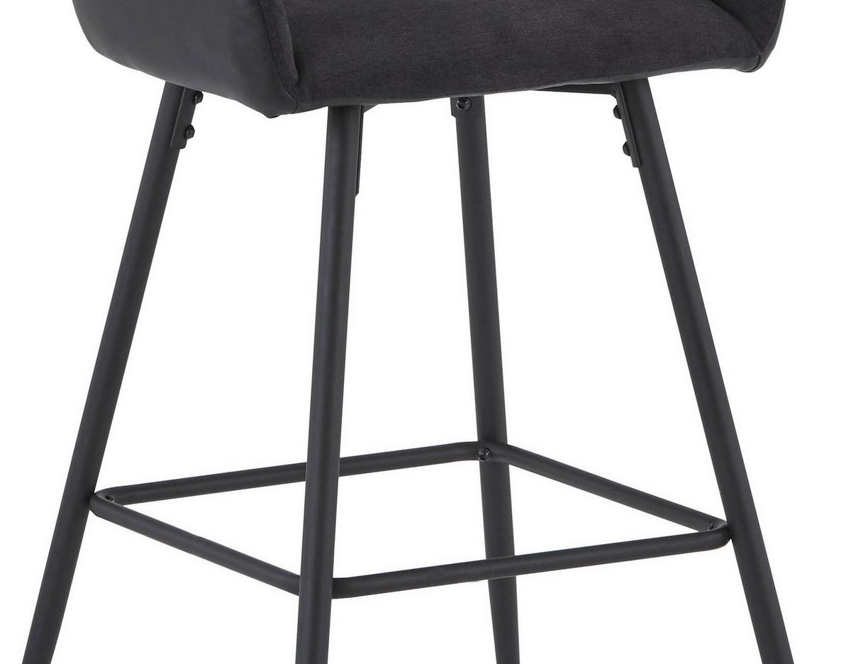 Barhocker mit Lehne Porto Anthrazit/Schwarz - Anthrazit/Schwarz, MODERN, Textil/Metall (52/102/56cm) - MID.YOU