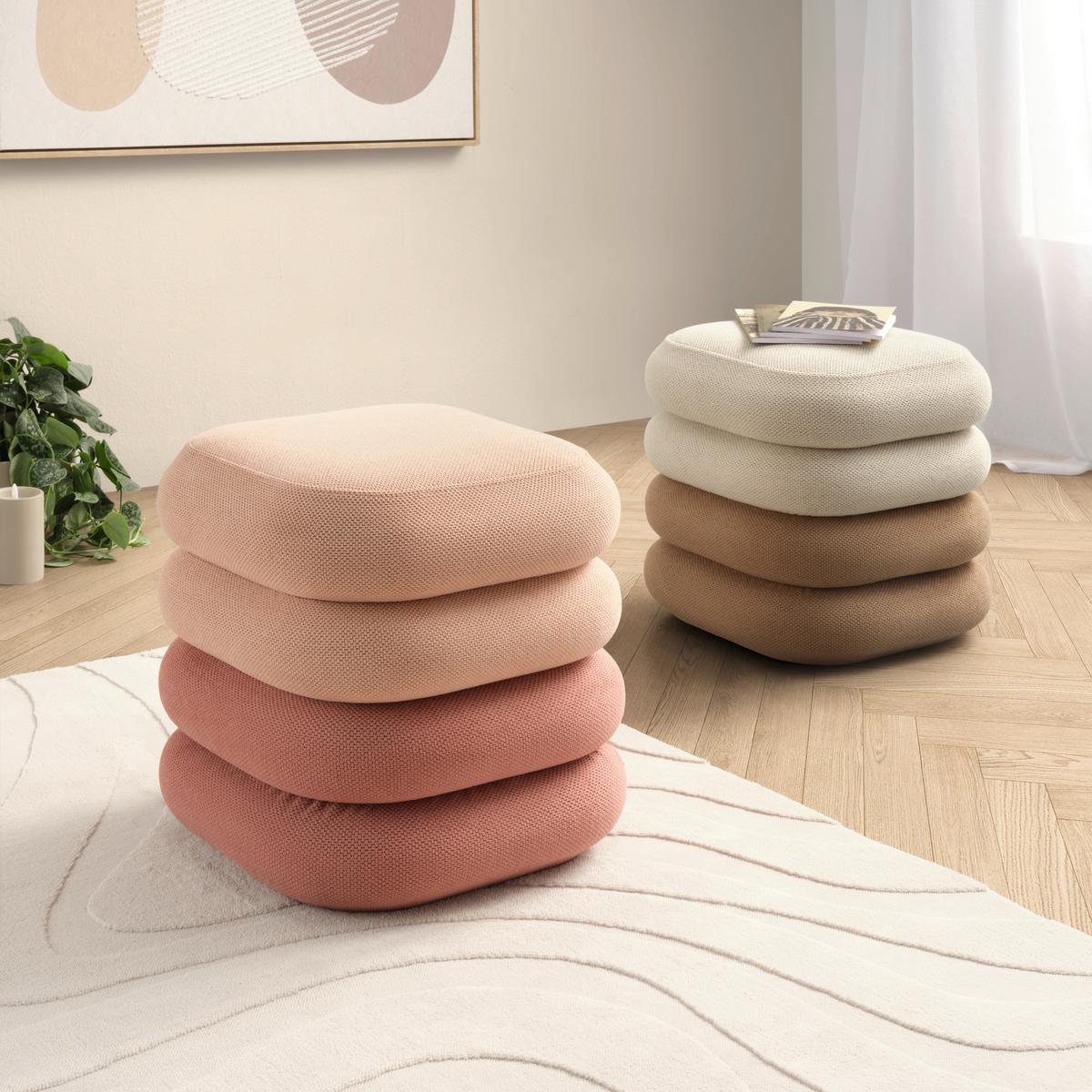 Taburetka SOPHIE, svetlohnedá/hnedá ženilka - hnedá/svetlohnedá, Modern, kompozitné drevo/textil (39,5/40/39,5cm) - Mömax