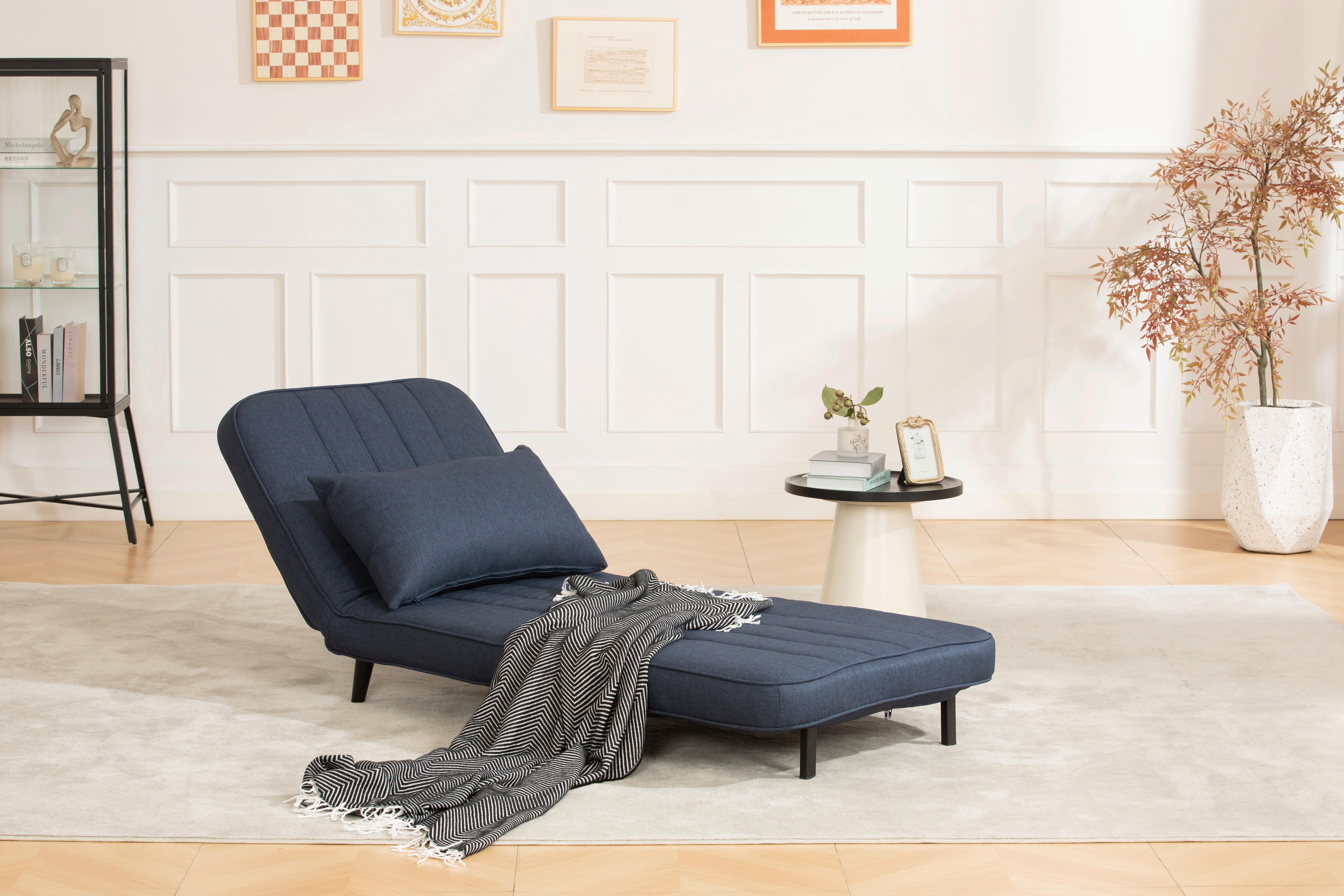 Schlafsessel Bastl - Blau/Schwarz, MODERN, Textil (79/82/82cm) - MID.YOU