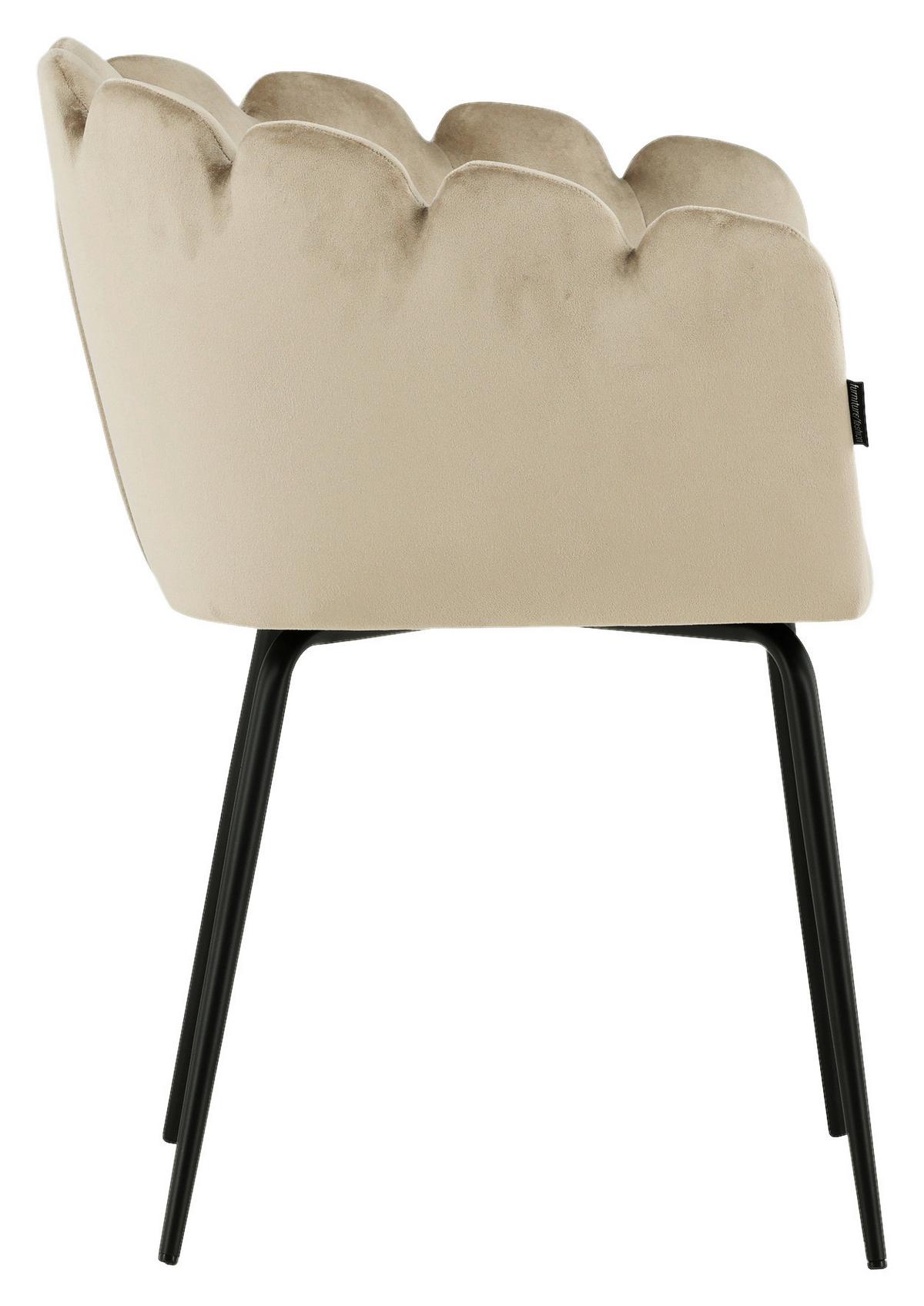 Stuhl Limhamn - Beige/Schwarz, Design, Textil/Metall (52/76.5/51cm) - Livetastic