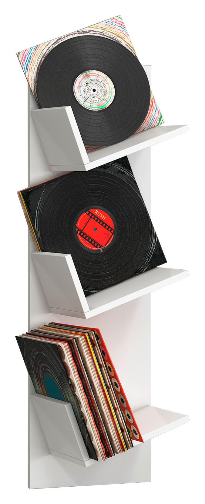 Schallplattenregal Sulda Weiß B: 33 Cm - Weiß, KONVENTIONELL, Holzwerkstoff (33/106,5/25,6cm) - MID.YOU