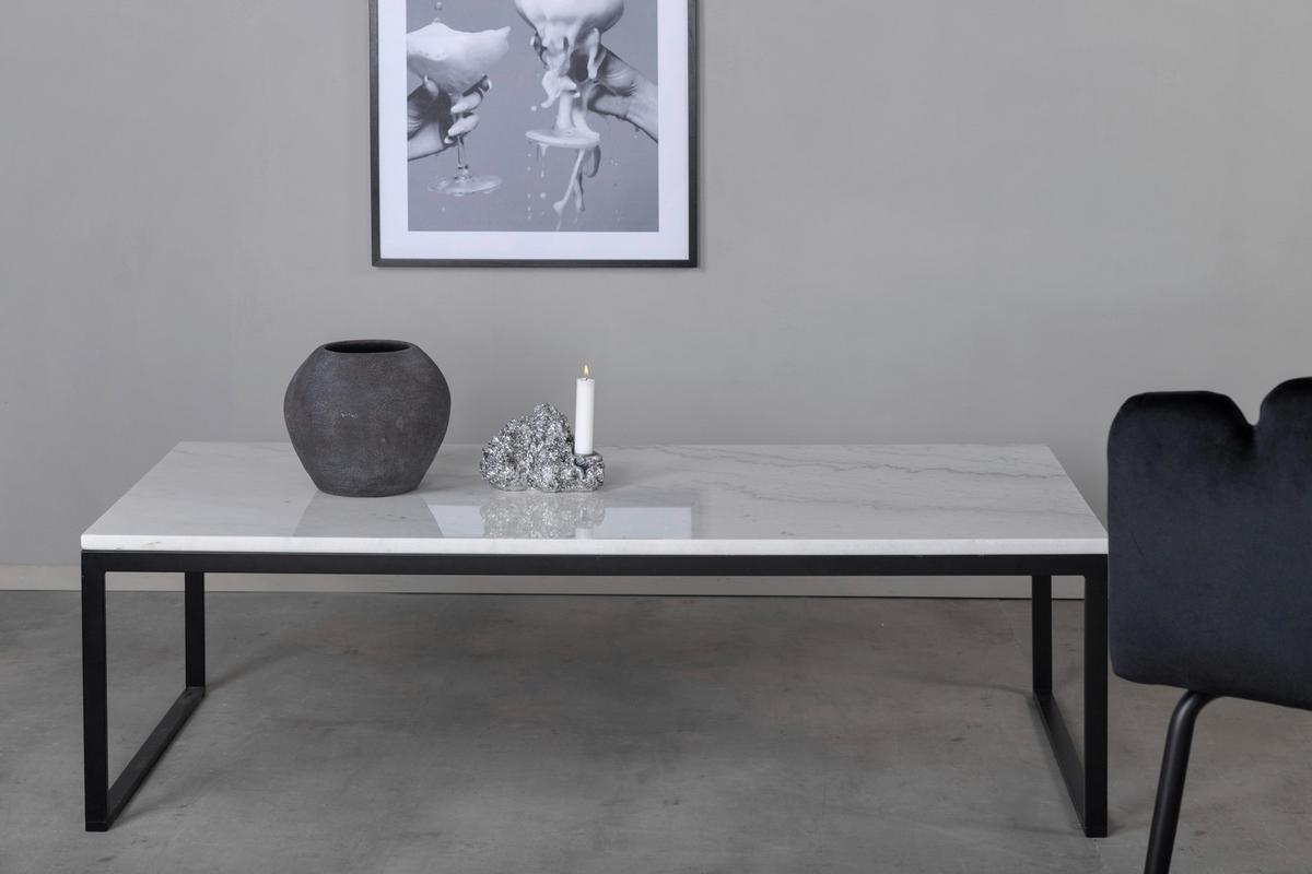 Couchtisch Estelle - Schwarz/Weiß, Design, Stein/Metall (120/60/36cm) - Livetastic