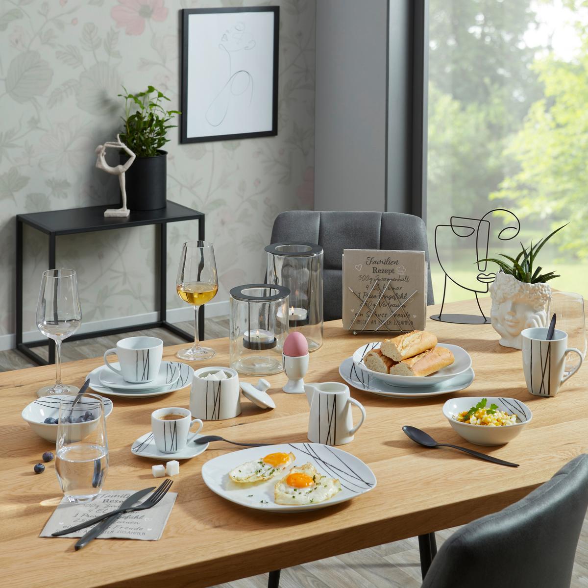 Kombiservice Fortunata - Schwarz/Weiß, Basics, Keramik - Luca Bessoni