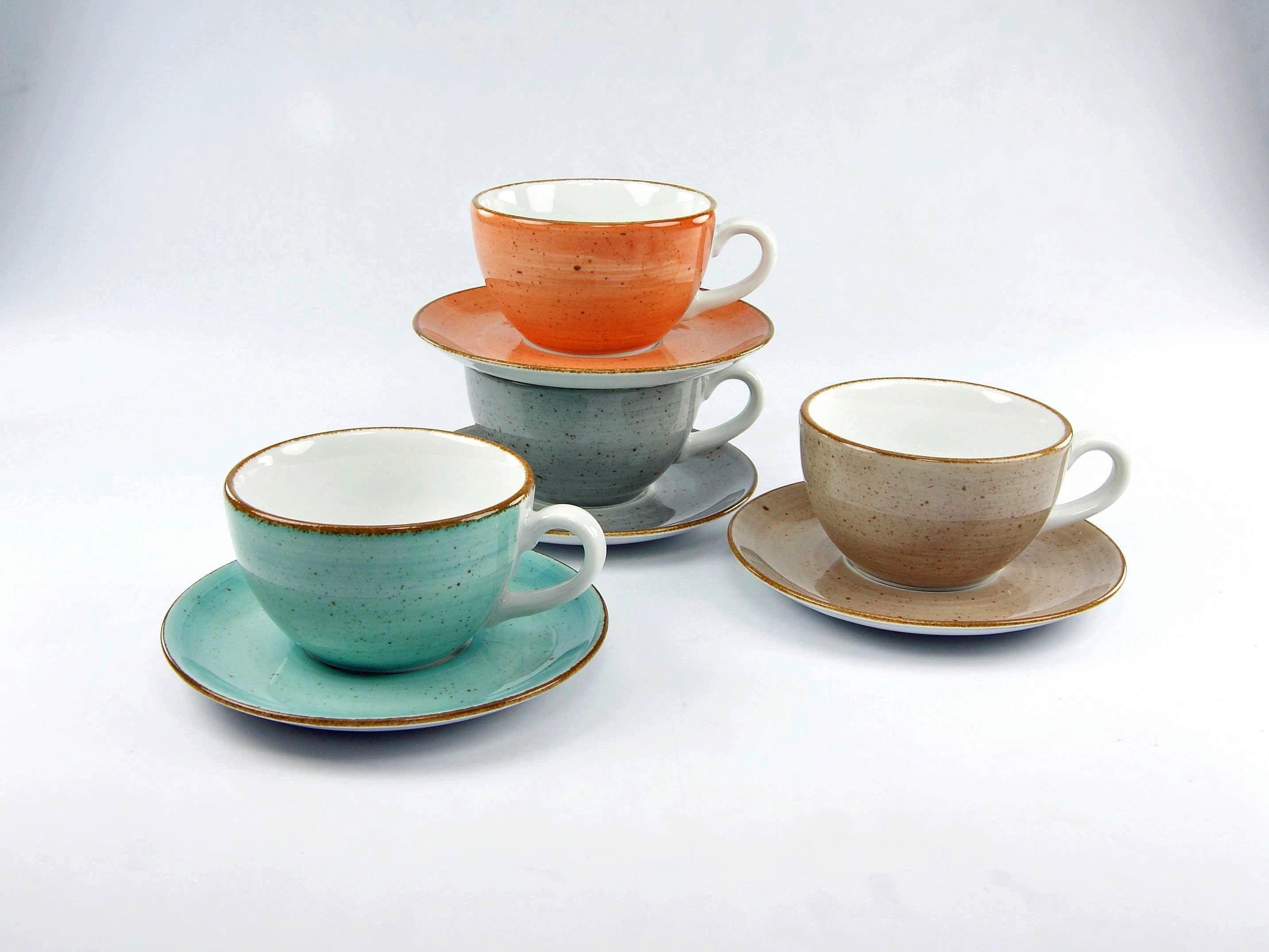 Kaffeeservice Keramik 280 ml 4 Stk. Multicolor Handbemalt - Multicolor, Basics, Keramik (24,5/16/27,5cm) - Creatable