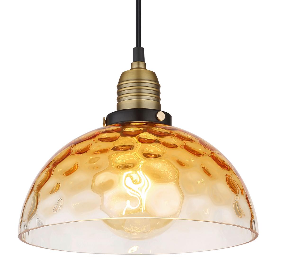 Hängeleuchte H: 120 cm 1-Flammig - Klar/Messingfarben, Basics, Glas/Metall (25/120cm) - Globo