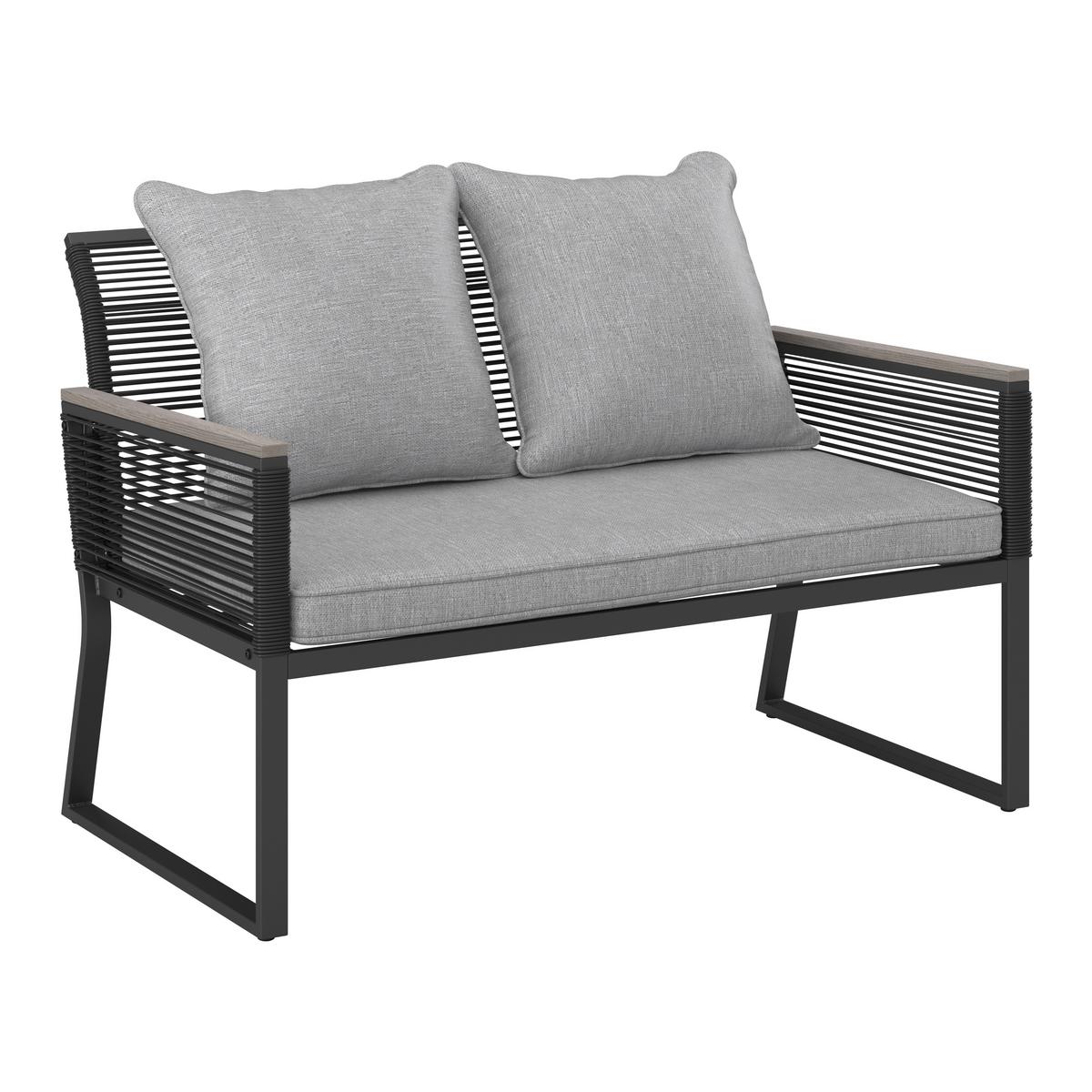 TERASOVÁ SEDACIA SÚPRAVA PAULINA - čierna/svetlosivá, Modern, kov/textil (106/74/70,5cm) - Bessagi Garden