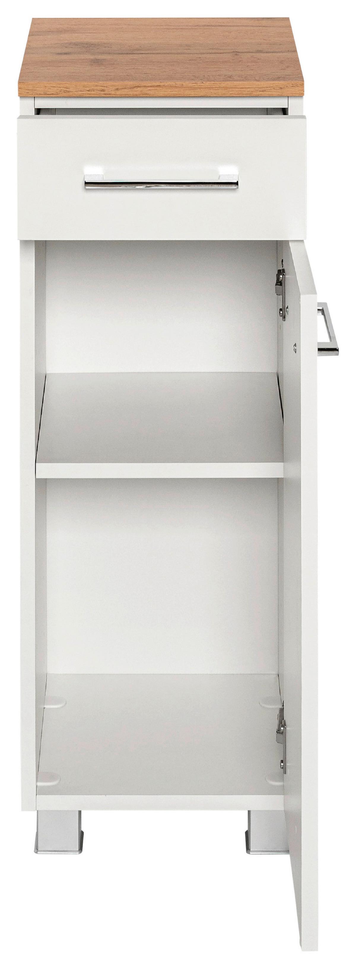 Unterschrank Paris Weiß B: 30 Cm - Silberfarben/Weiß, MODERN, Holzwerkstoff (30/79/35cm) - Held