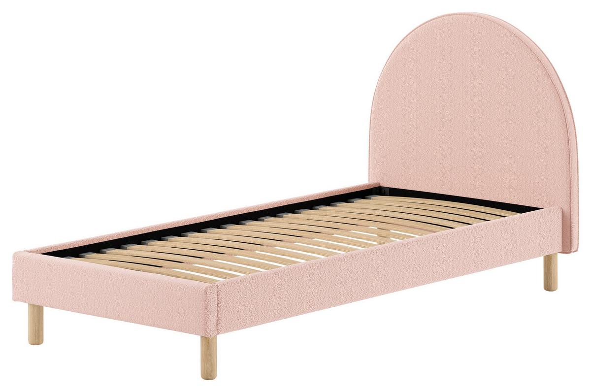 Postel pro děti a mládež MOON s roštem 90x200cm, růžová - růžová/přírodní barvy, Romantický / Rustikální, dřevo/textil (90/200cm) - MID.YOU