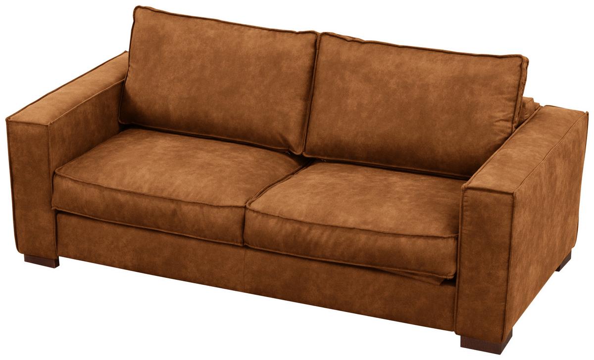 Schlafsofa Texas Cognac Mikrofaser, B: 203 cm - Cognac/Dunkelbraun, Design, Textil (203/85/99cm) - MID.YOU