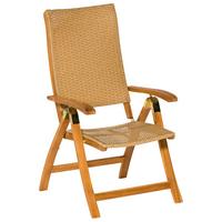 Gartensessel Klappbar Capri Holz, Kunststoffgeflecht - Naturfarben, MODERN, Holz/Kunststoff (62/114/103cm) - Gardenson