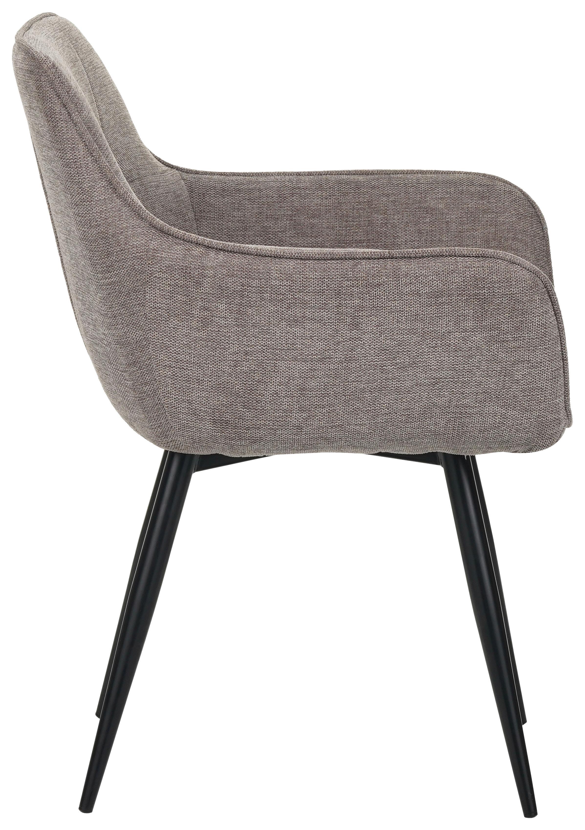Armlehnstuhl Leicester - Schwarz/Braun, LIFESTYLE, Textil/Metall (57/84/60cm) - MID.YOU