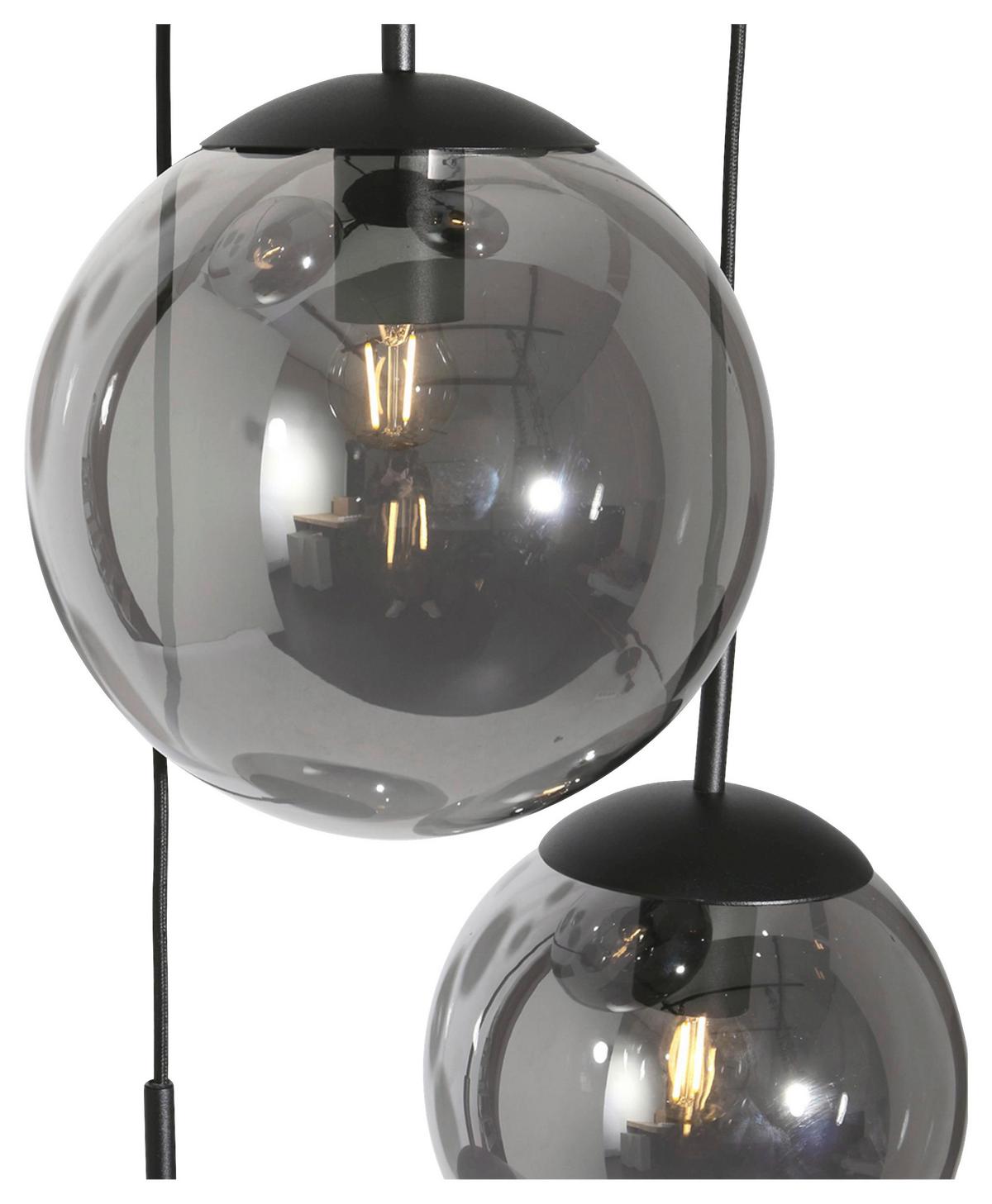 Pendelleuchte Bollique - Schwarz, Trend, Glas/Metall (25/40-150/120cm)