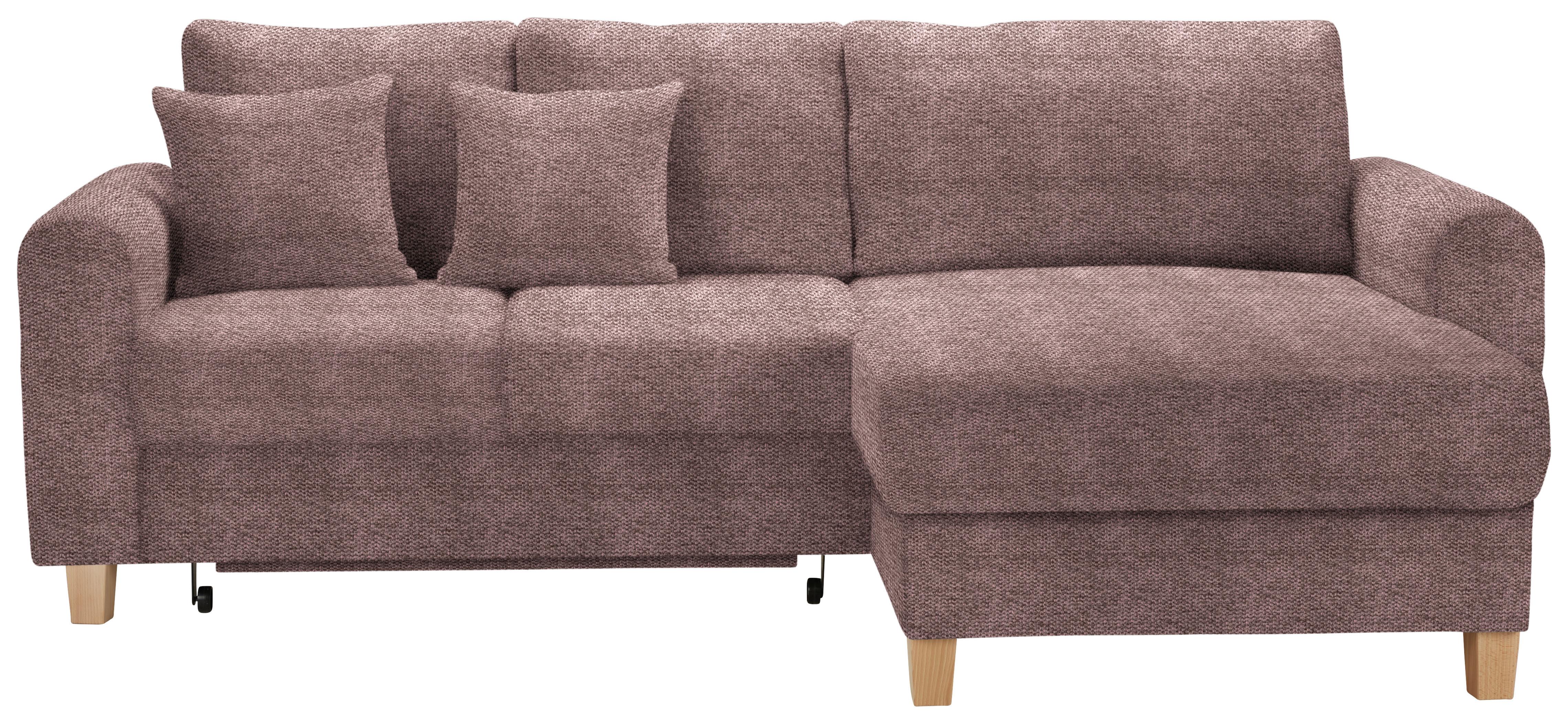 Rohová sedačka LILLE, oboustr., šeříkový velur - šeříková/světle hnědá, Moderní, dřevo/textil (232/110/156cm) - Mömax