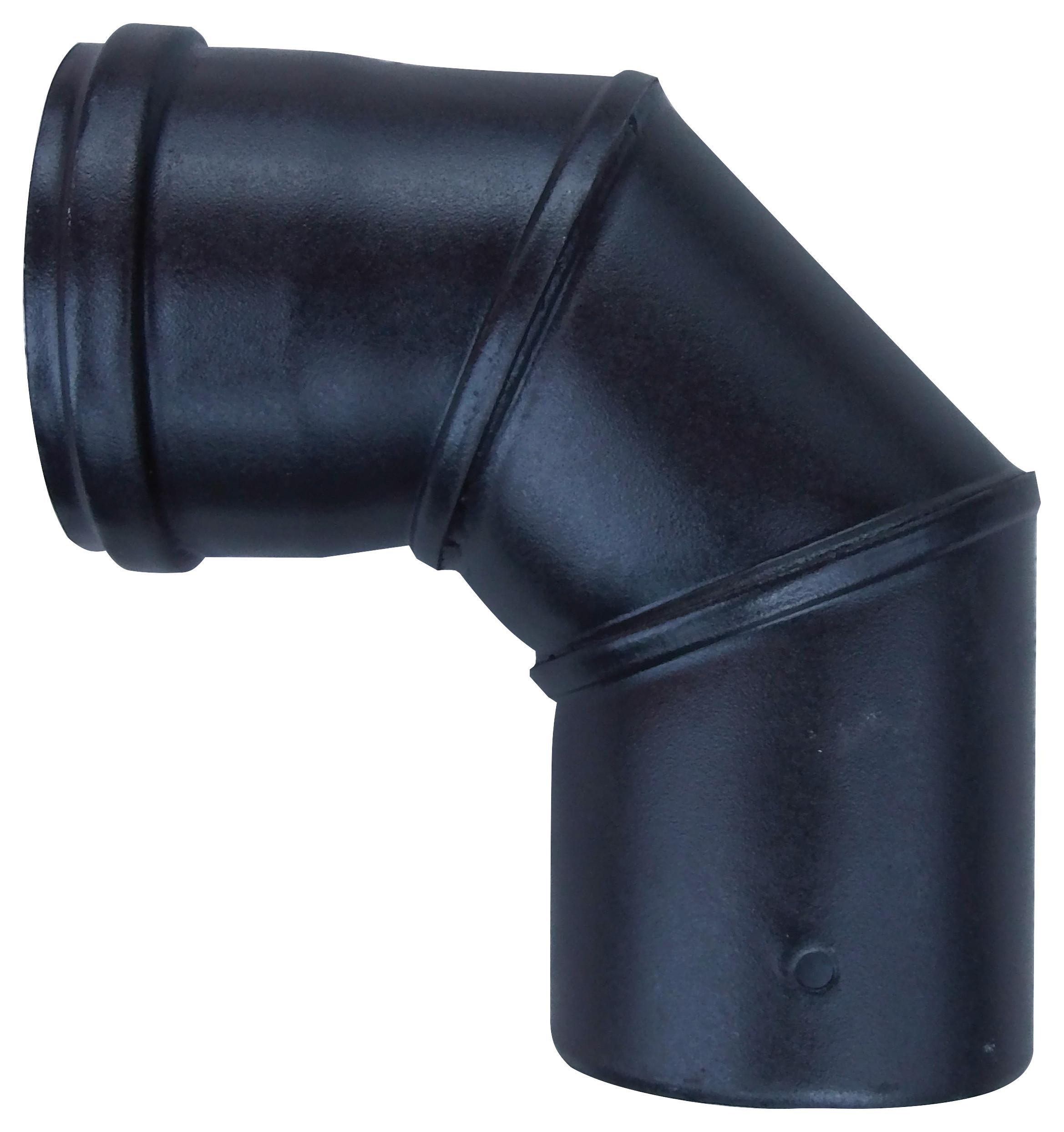 Ofenrohr Knie 90 Grad Ø 8 cm Schwarz Keramikbeschichtet - Schwarz, MODERN, Metall (8cm)