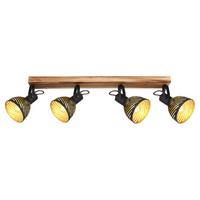 Strahler 4-Flammig verstellbar L: 80 cm - Dunkelbraun/Goldfarben, Basics, Holz/Metall (80/12,5/25cm) - Globo