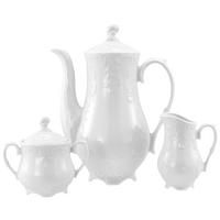Kaffeeservice Rokoko Weiss Porzellan, 3-teilig - Weiß, Basics, Keramik - Creatable