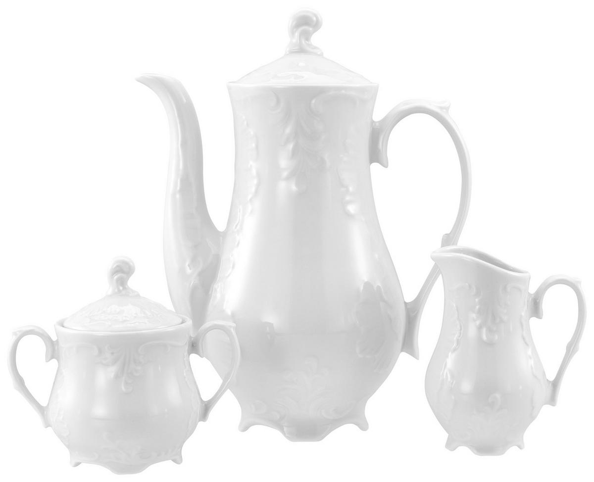 Kaffeeservice Rokoko Weiss Porzellan, 3-teilig - Weiß, Basics, Keramik - Creatable