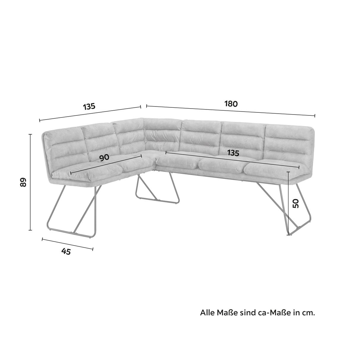 Rohová lavice KONA šedá - šedá/černá, Moderní, kov/dřevo (135/180cm) - P & B