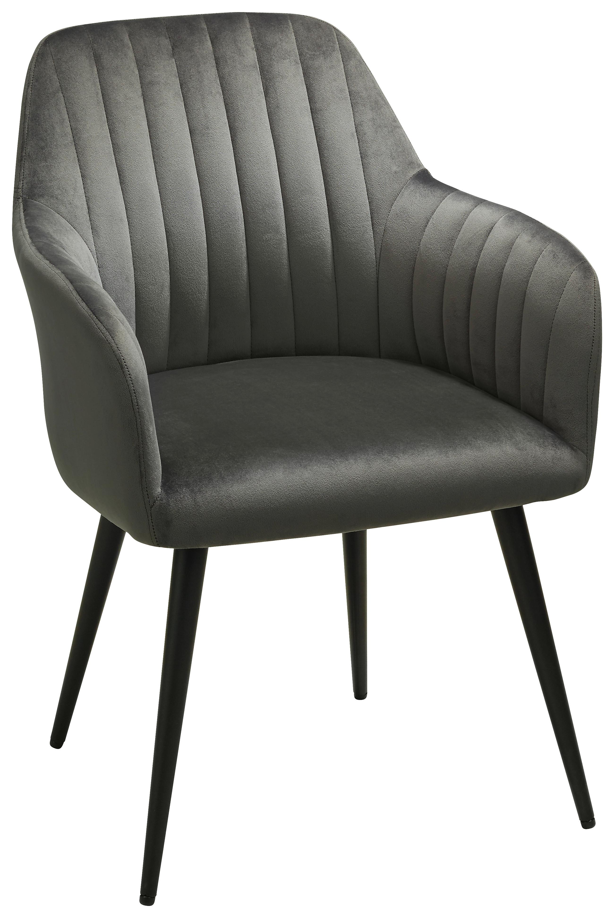 Židle S Područkami Martha -Top- - šedá/černá, Moderní, kov/textil (57/83,5/58cm) - Modern Living